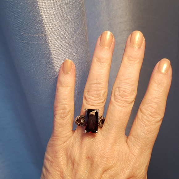 Sterling 925 Silver and Lab Created Ruby Ring - Picture 1 of 6